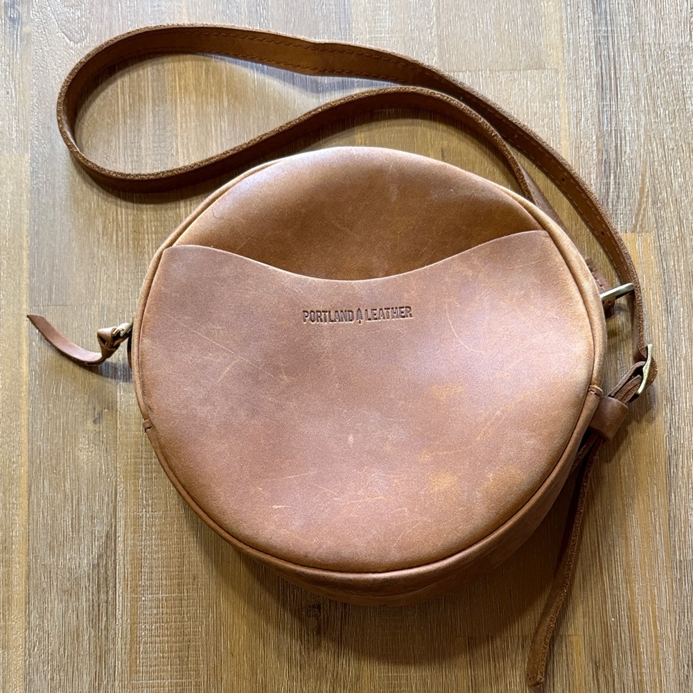 Portland Leather Large ‘Almost Perfect’ Circle Crossbody Bag (9”)